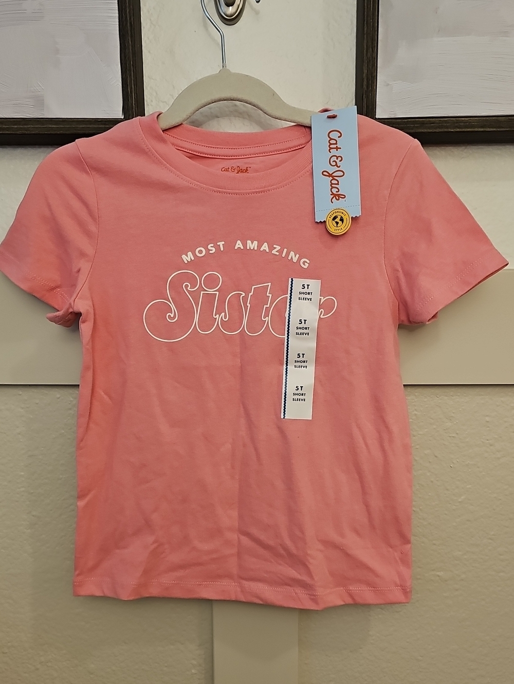 Cat & Jack Pink 'Most Amazing Sister' Short Sleeve Tee 5T